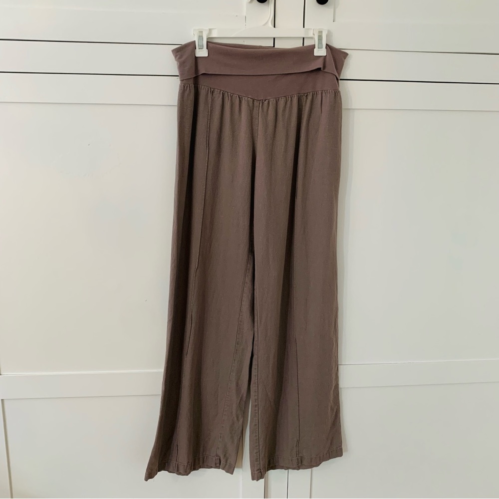 Justliving Purple Linen Straight Lagenlook Coastal Pants Size Large